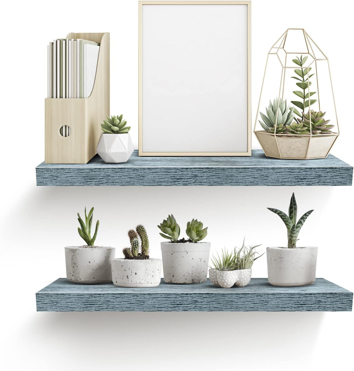 Sorbus Floating Shelves - 2 Pack 24 X 9 Inch Rustic Blue Wall Shelves for Bedroom, Kitchen, Living
