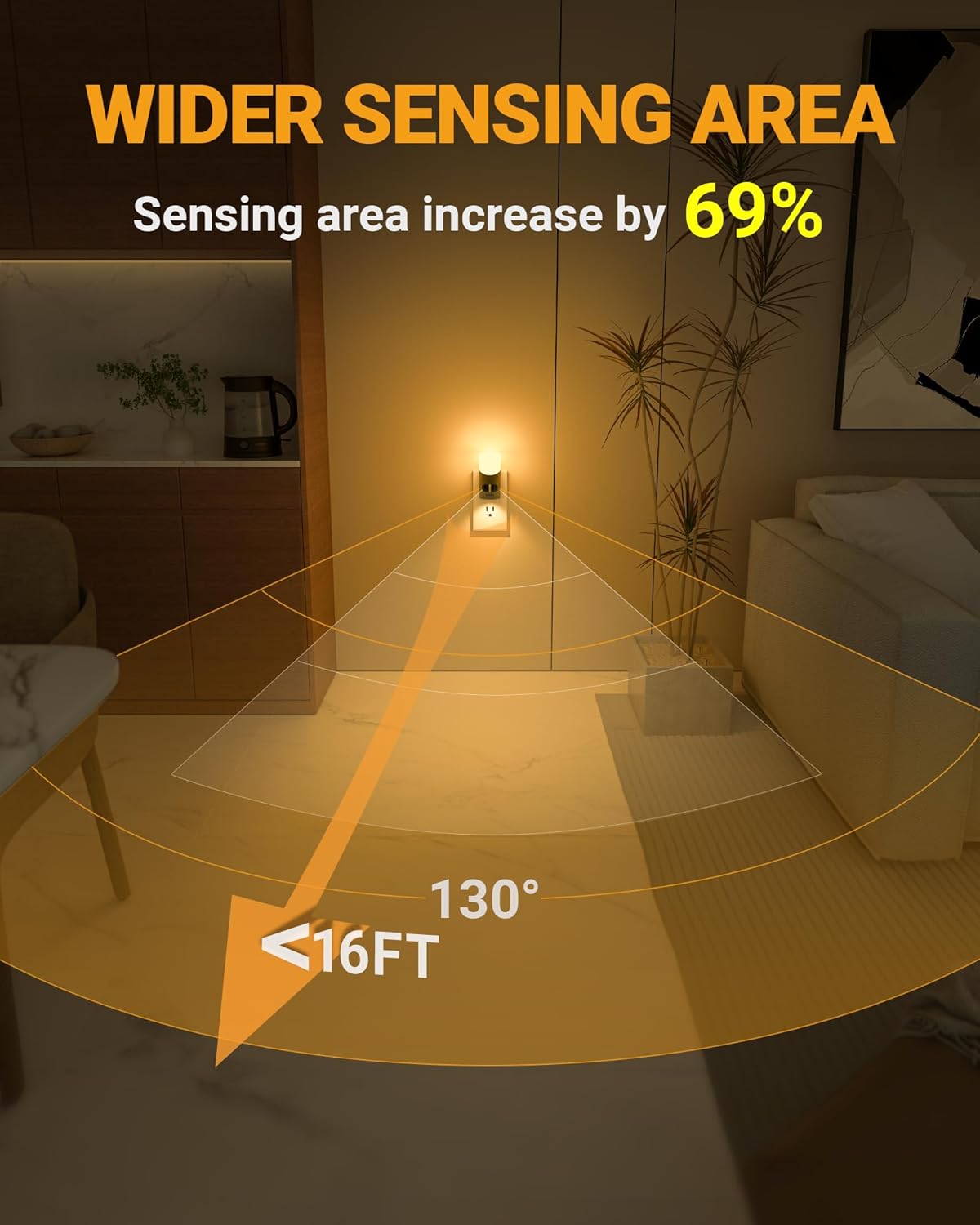 Lyridz LED Night Lights Plug into Wall with Motion Sensor, 1-150LM Dimmable Plug-in Nightlight