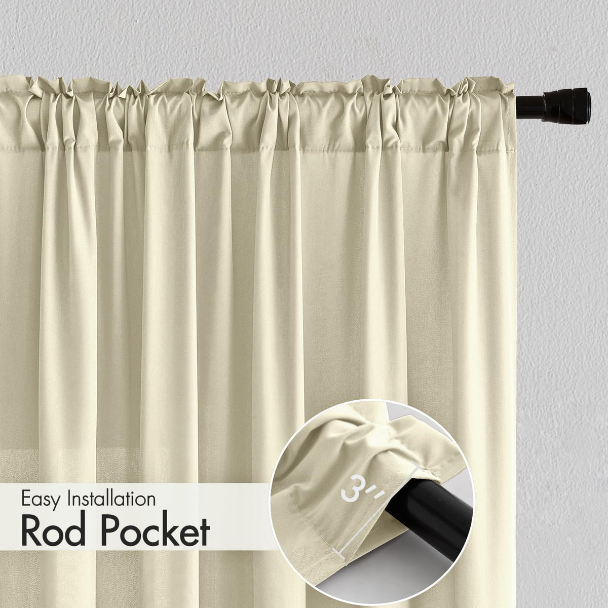 MIULEE Cream Beige Privacy Sheer Curtains That Let Light in 72 Inches Long Non-See-Through Semi