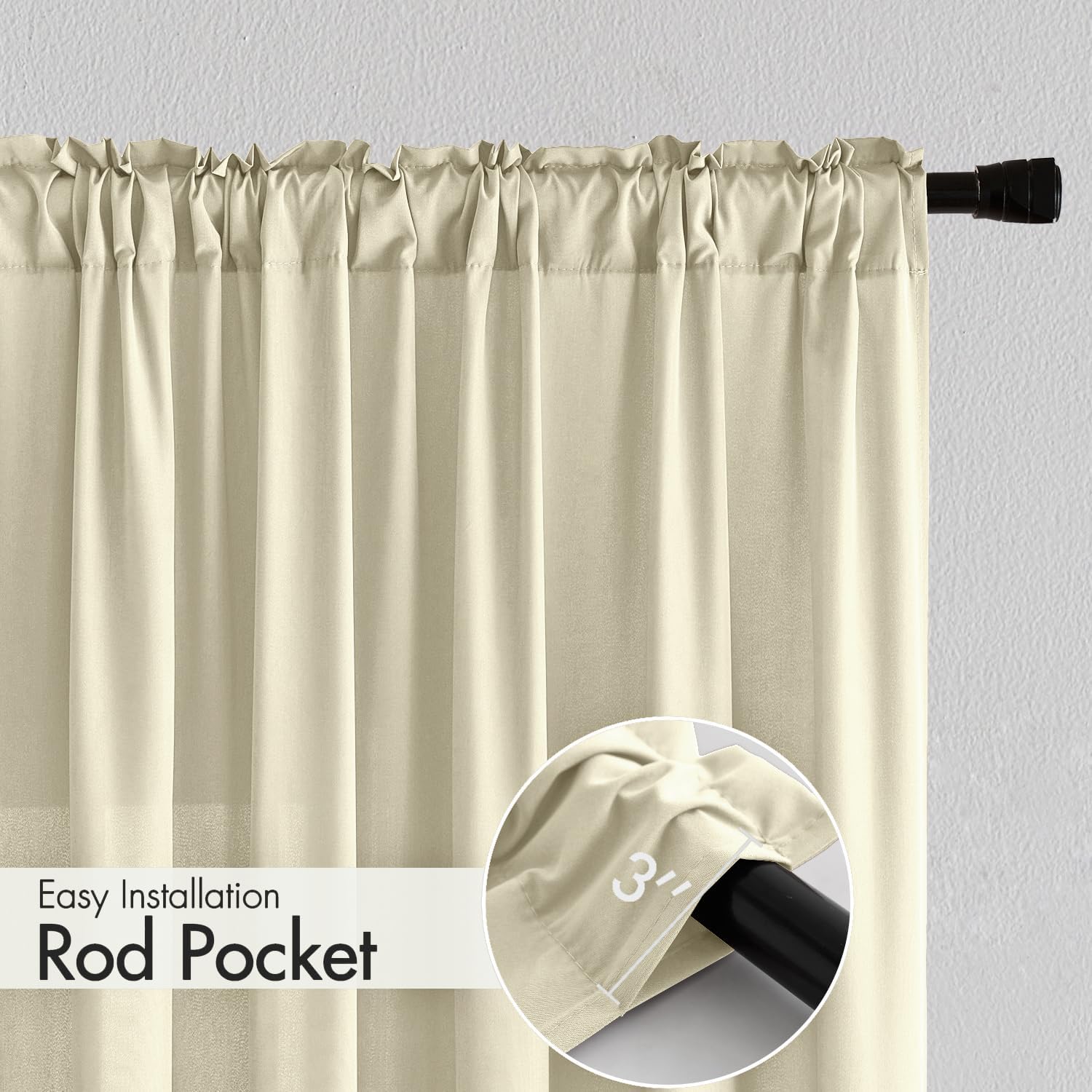 MIULEE Cream Beige Privacy Sheer Curtains That Let Light in 84 Inches Long Non-See-Through Semi