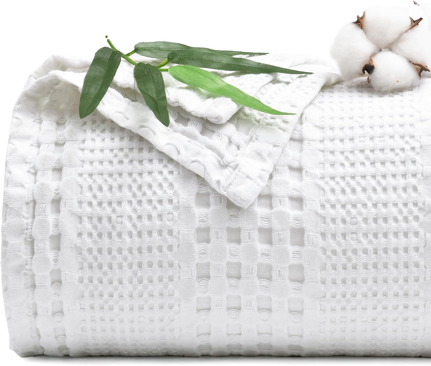 PHF Cooling Waffle Blanket Queen Size, Lightweight 60% Rayon Derived from Bamboo & 40% Cotton