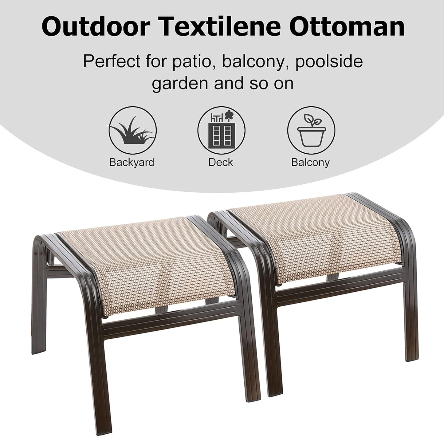 Outdoor Patio Footstools Aluminum Outdoor Ottomans Footrest Small Seating Wicker Furniture Patio