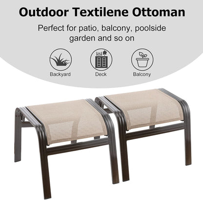 Outdoor Patio Footstools Aluminum Outdoor Ottomans Footrest Small Seating Wicker Furniture Patio
