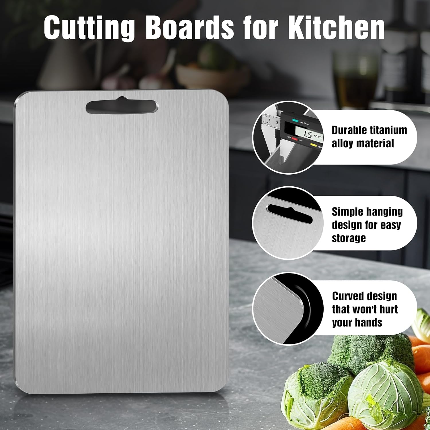 Titanium Cutting Board for Kitchen - 100% Pure Titanium Cutting Boards Non Toxic - 2025 New Upgrade
