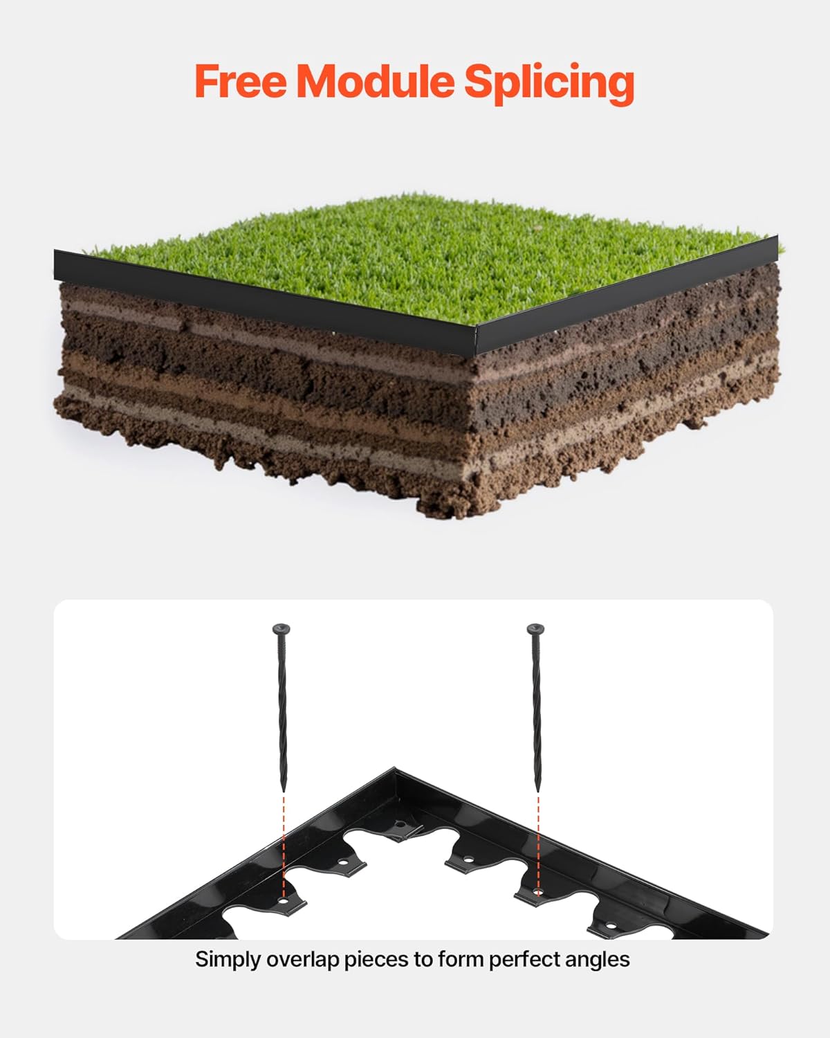 VEVOR Landscape Edging Border, 10Pcs 6 ft x 1.6 in Plastic Garden Edging with 60 Spikes