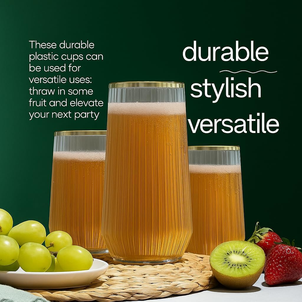 48 Pack Ribbed Ripple Stemless Toasting Glasses, Origami Durable 9 Oz BPA-Free Disposable Plastic