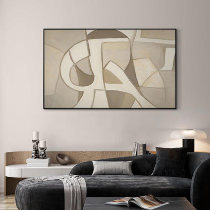 SIGNWIN 30"x60" Extra Large Framed Wall Art Neutral Abstract Geometric in Mid-Century Style