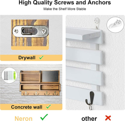 Key Holder for Wall, Mail Organizer Wall Mount with Key Hooks and Wallet Holder, Sunglasses Storage