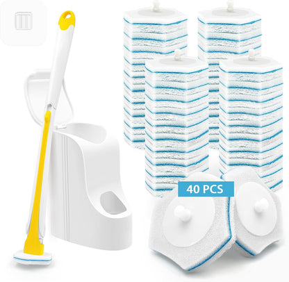 JEHONN Disposable Toilet Brush with 40PCS Wand Cleaner Refills, Wall Mounted Toilet Bowl Brush