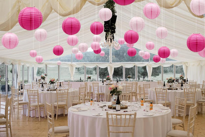ADLKGG Pink Paper Lanterns Decorative, Hanging Round Paper Lanterns Indoor Outdoor for Graduation