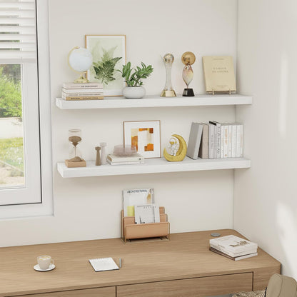 White Floating Shelves Wall Shelf 40 Inch, 8 Inch Deep Floating Shelf for Wall, Farmhouse Black