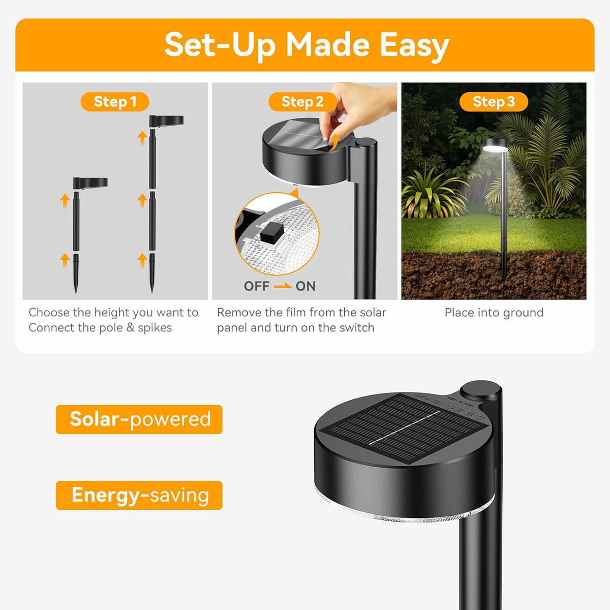 12 Pack Solar Pathway Lights Outdoor, 12 Brighter LED Solar Lights Outdoor Waterproof, Up to 12 Hrs