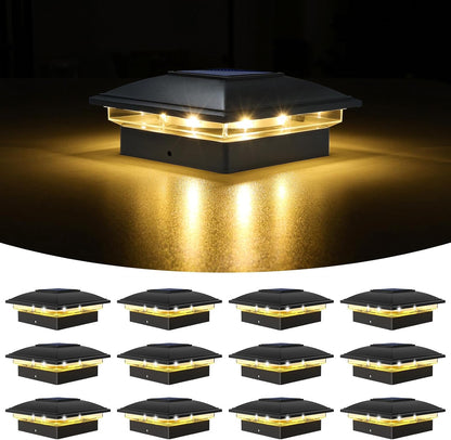 VOLISUN Solar Post Cap Light Outdoor Waterproof 12pack,Solar Fence - Post Lights for 4x4 5x5 6x6