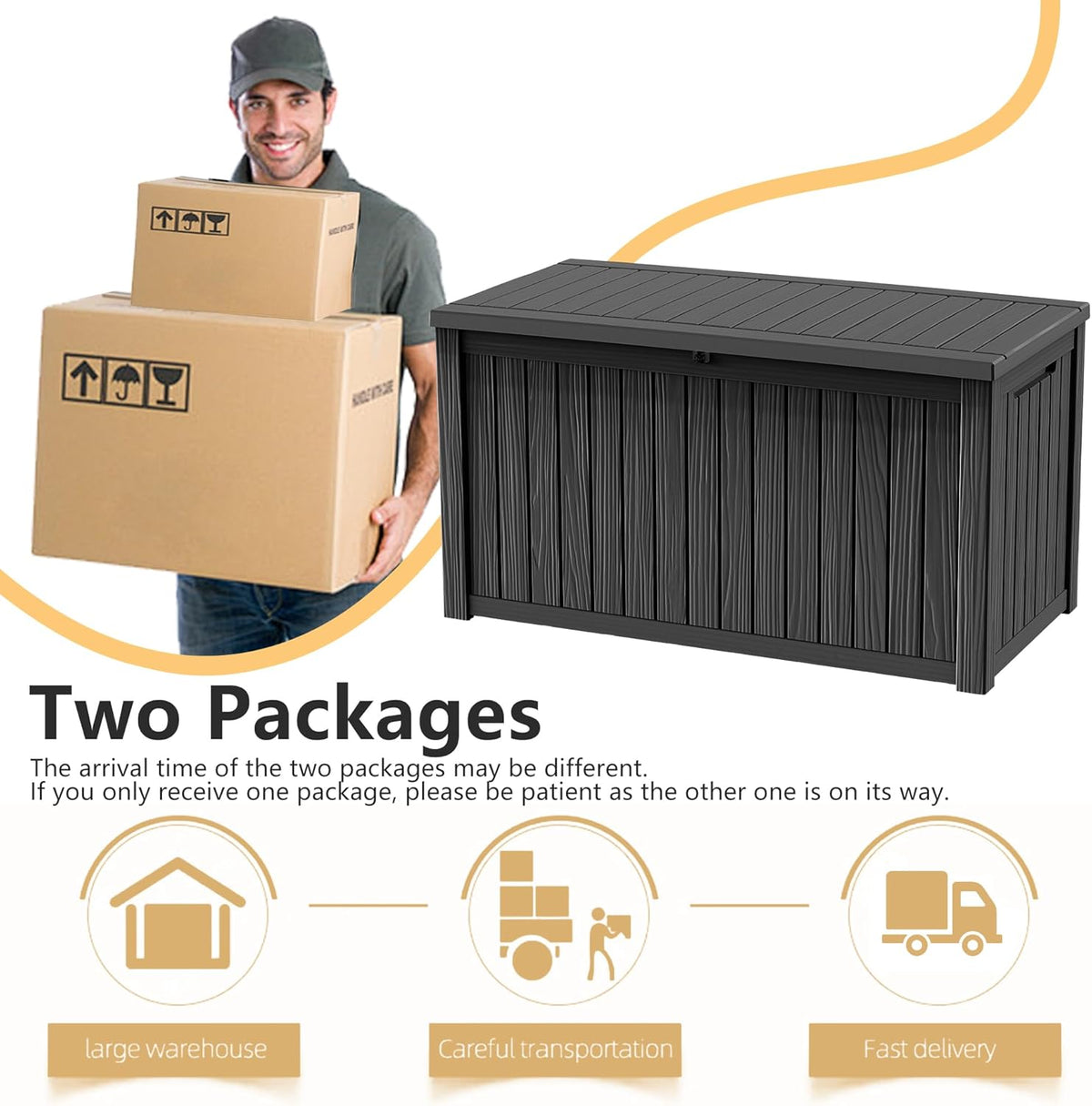 DRATO 180 Gallon Deck Box, Waterproof Resin Large Outdoor Storgae Box for Patio Furniture, Patio
