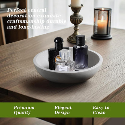 Marble Fruit Bowl for Kitchen Counter - Decorative Serving Bowl with Gray Travertine Design, Modern