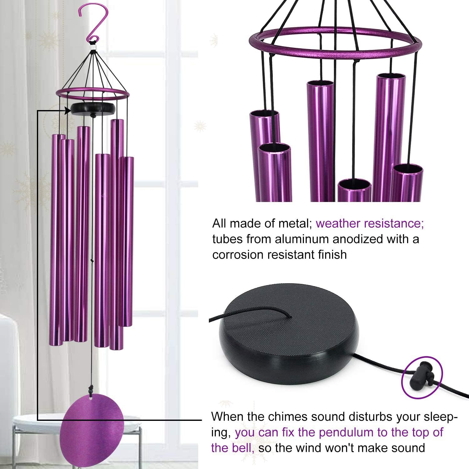 Memorial Wind Chimes Outdoor Large Deep Tone,36 Inch Wind Chimes Unique Tuned Relaxing Soothing