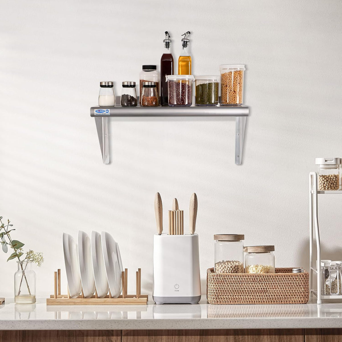 HARDURA Stainless Steel Shelf 18" x 36", 340lb Commercial Shelves Wall Mount Metal Shelving with