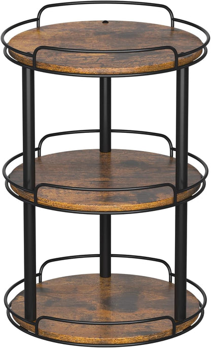 LAMU 12.2'' Wood Lazy Susan Turntable Organizer for Cabinet, 3 Tier Lazy Susan Spice Rack Organizer