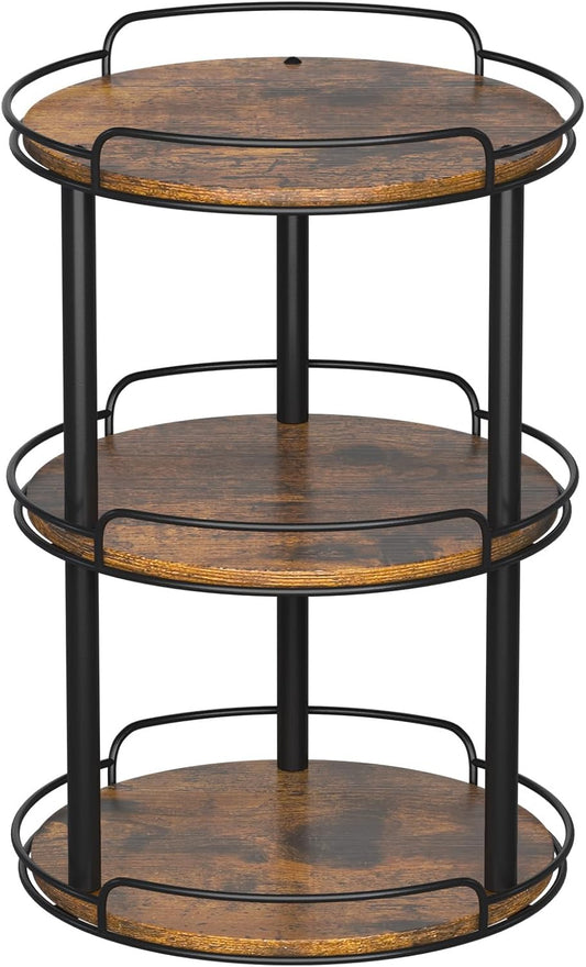LAMU 12.2'' Wood Lazy Susan Turntable Organizer for Cabinet, 3 Tier Lazy Susan Spice Rack Organizer