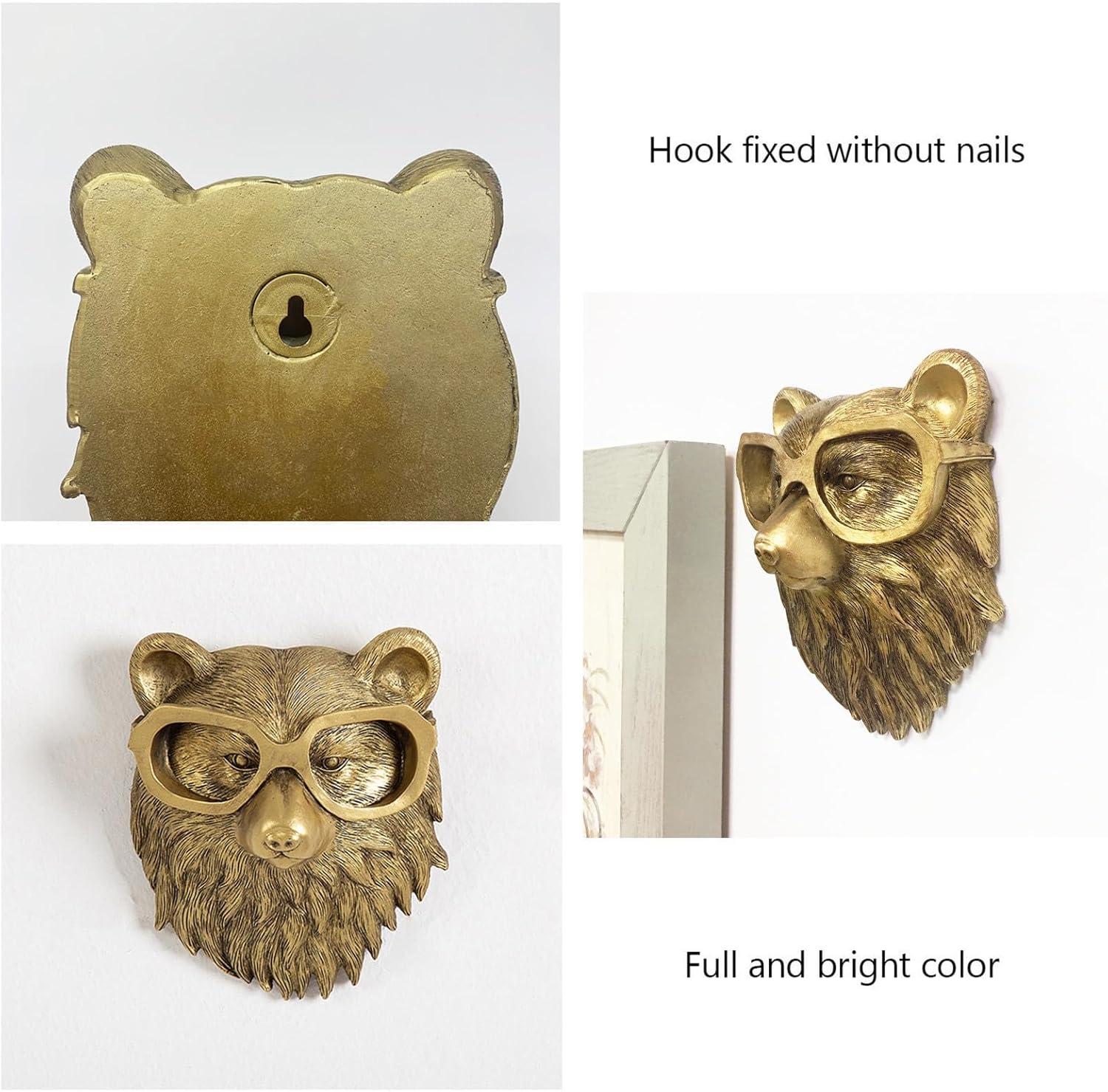 GUASDIE Animal Heads Wall Decor, Gold Vintage Decor Sculpture Resin Animal Head Wall Hanging Unique