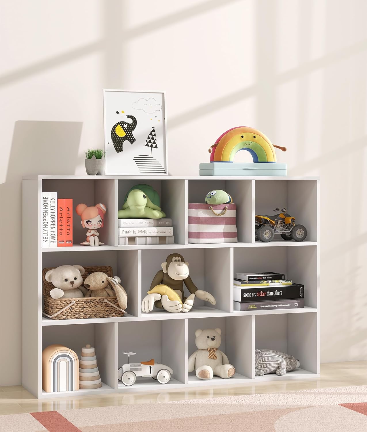 11 Cube White Kids Toy Storage Organizer & Bookshelf – Toy and Book Storage for Kids, Baby