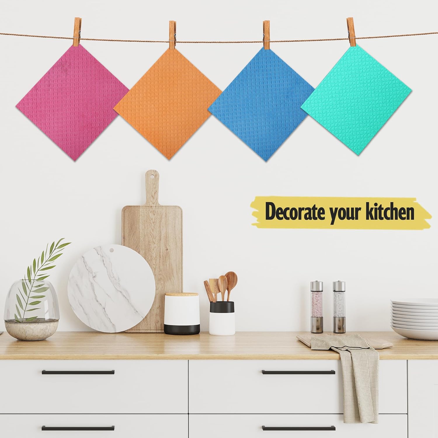 Swedish Dish Cloths - 10 Pack Reusable Kitchen Dishcloths - Ultra Absorbent Dish Towels for Washing