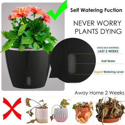 Self-Watering Pots for Indoor Plants, 6-Pack 6.7'' Self Watering Planter with Drainage Holes, Small