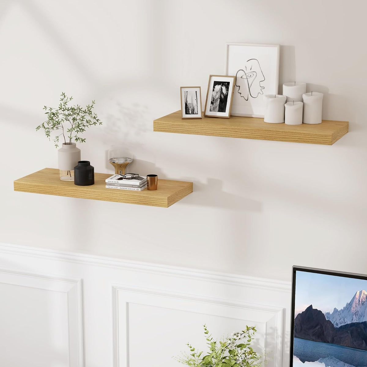 24 x 9 Floating Shelves, 9 Inch Deep Floating Shelf Wall Mounted, 24 Inch Bathroom Shelves Set of