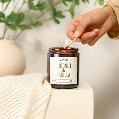 AOOVOO Coconut Vanilla Candles - 9 oz Scented Candles, Aromatherapy Candle, Soy Candle for Home