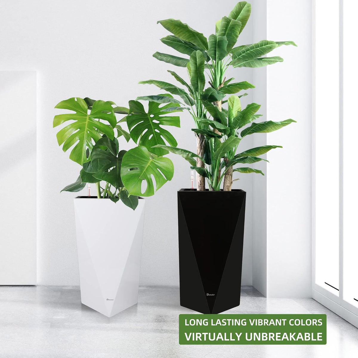 Dexceder 24 Inches Tall Self Watering Planter Diamond High Gloss Indoor Outdoor, Thickened Rhombus