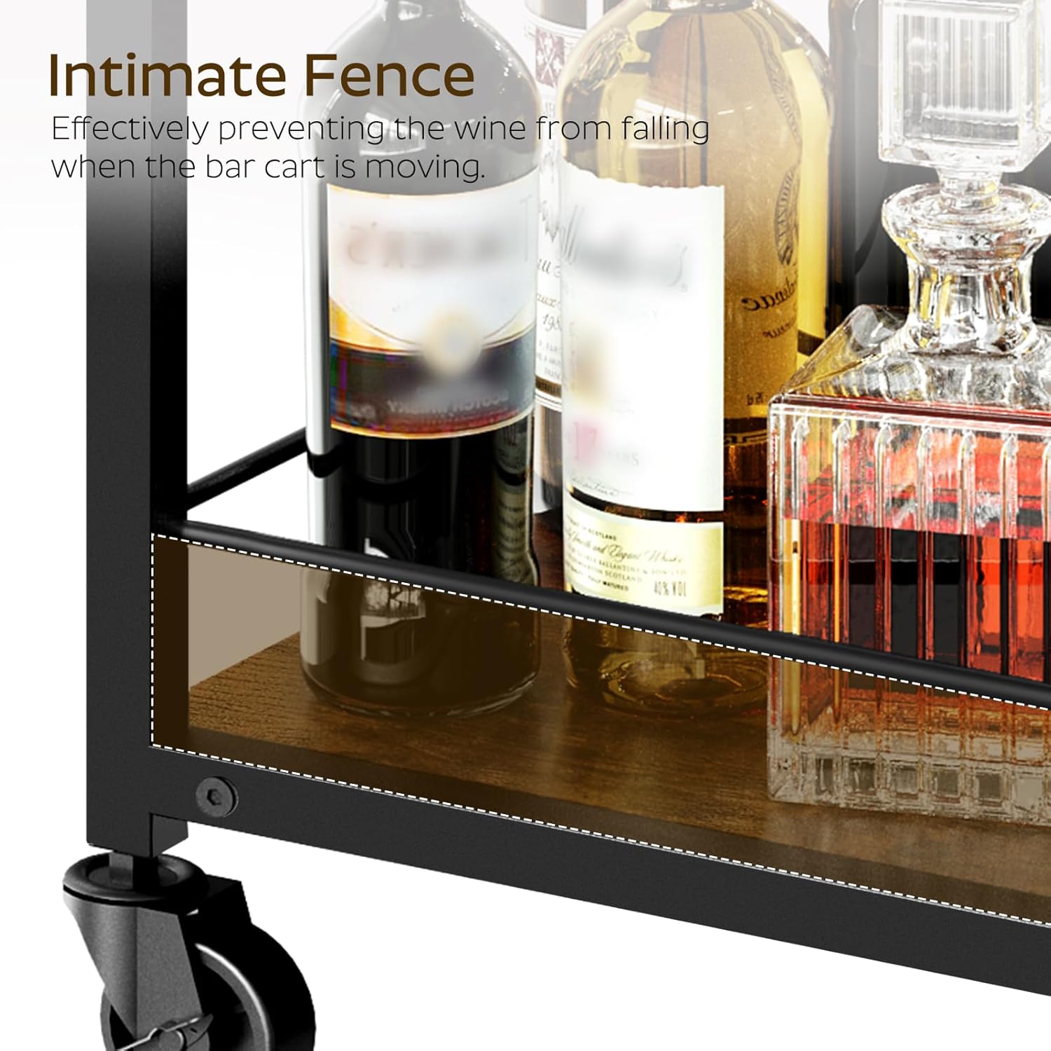 Bar Cart, 3-Tier Bar Cart for The Home, Home Bar Serving Cart with Glass Holders, Beverage Cart for