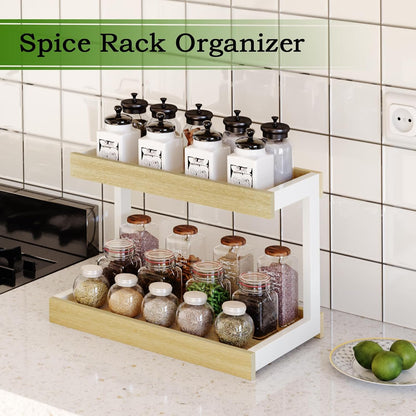 MARTY 2 Tier Spice Rack Organizer for Countertop, 15.8''L Coffee Station/Bathroom Organizer