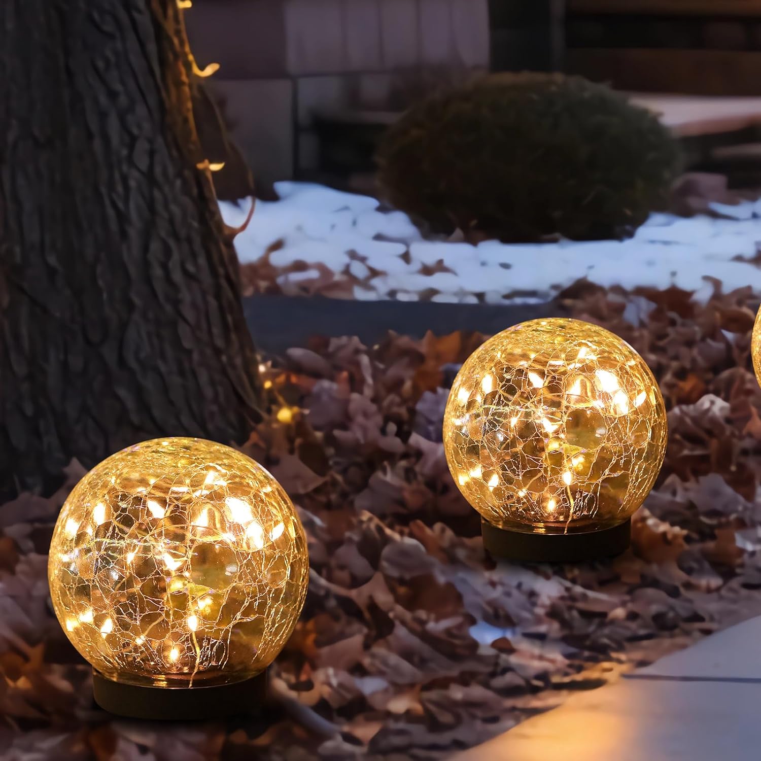 Solar Globe Lights Outdoor Waterproof-Solar Balls-Solar Garden Lights-Orbs for Outside 2 Pack