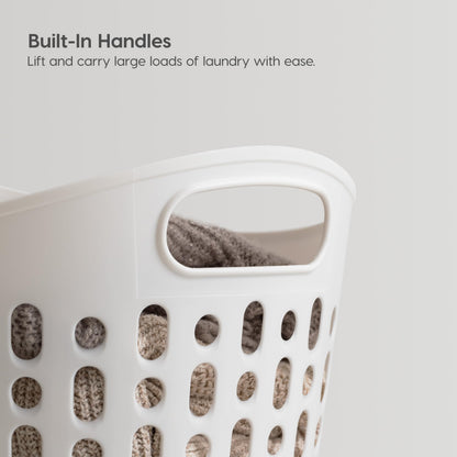 IRIS USA Plastic Laundry Hamper, 40L- 3 PK, Flexible, Ventilation, White