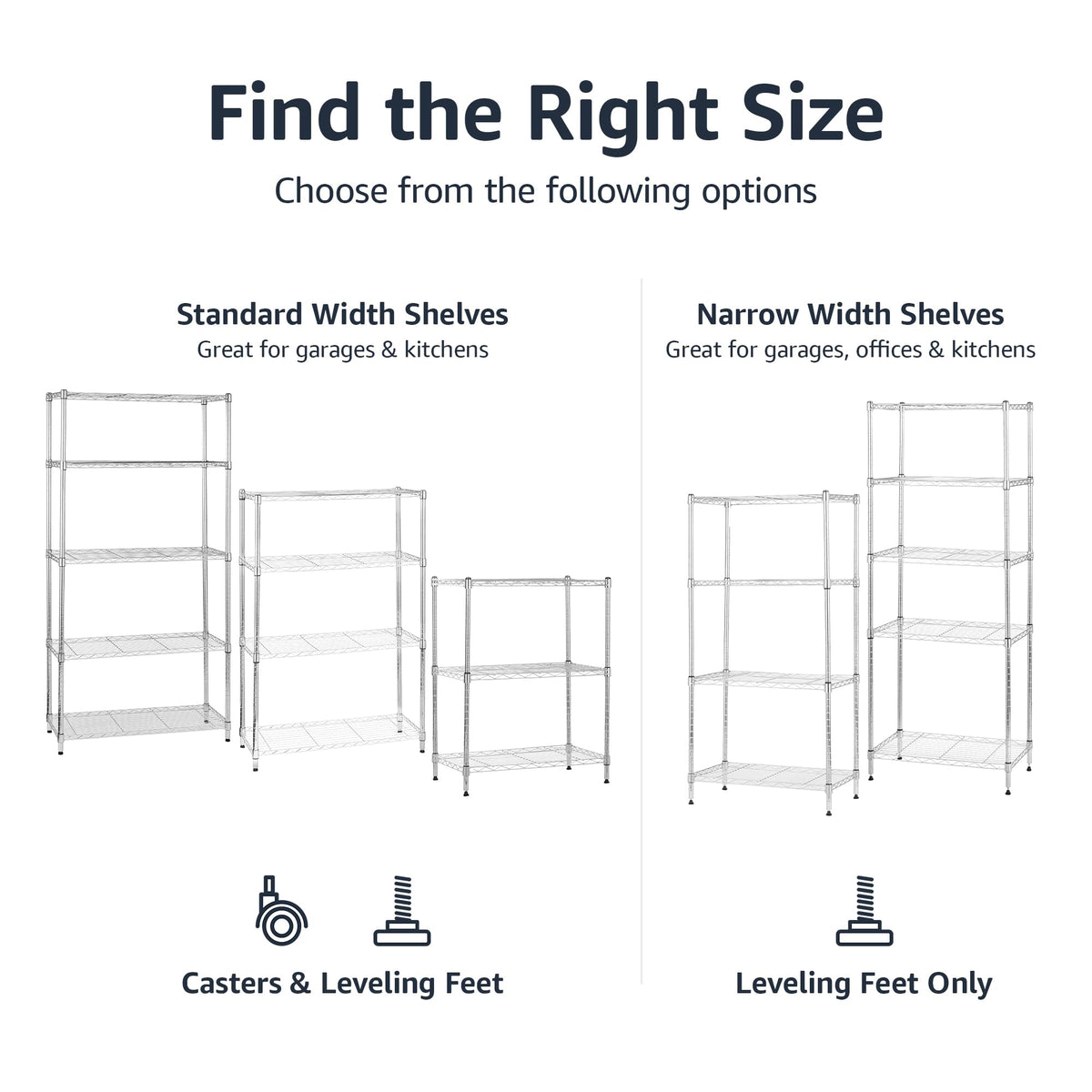 Amazon Basics 4-Shelf Adjustable Heavy Duty Steel Wire Rack Storage Shelving Unit for Kitchen