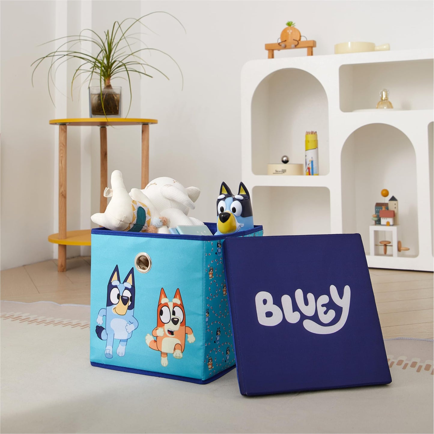 Idea Nuova Bluey Collapsible Fabric Storage Cube,10” Organizer Bin with Lid for Bedroom, Playroom