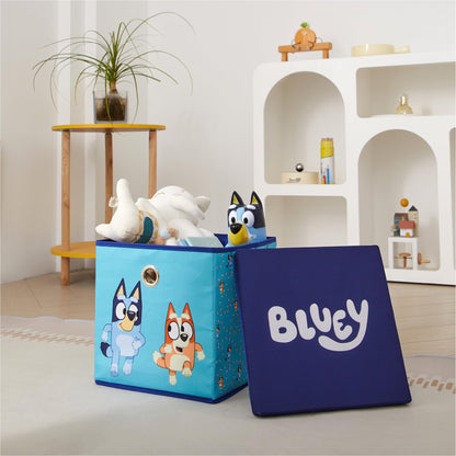 Idea Nuova Bluey Collapsible Fabric Storage Cube,10” Organizer Bin with Lid for Bedroom, Playroom