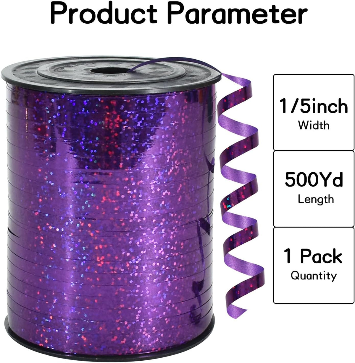BEISHIDA 500 Yards Purple Crimped Curling Ribbon Shiny Metallic Balloon String Roll Gift Wrapping