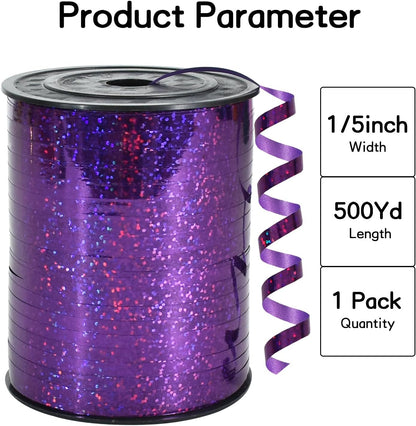 BEISHIDA 500 Yards Purple Crimped Curling Ribbon Shiny Metallic Balloon String Roll Gift Wrapping