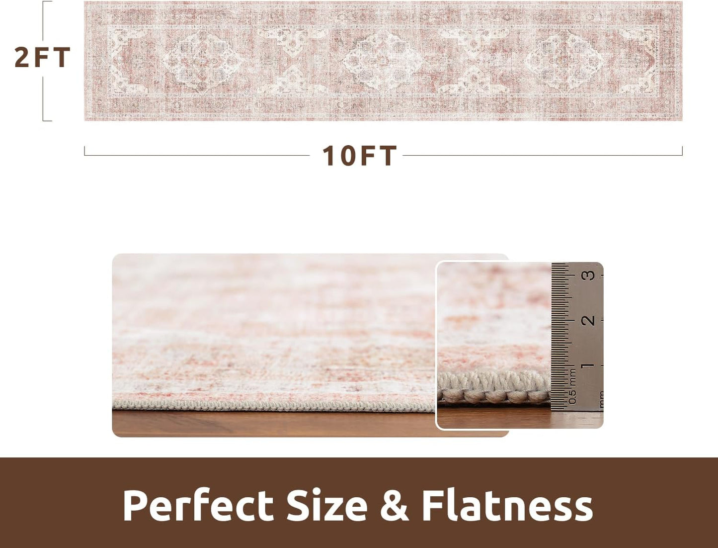 AMOAMI-2X10 Runner Rug-Washable Runners for Hallways-Soft Non Slip Bedside Rugs for Bedroom-Vintage