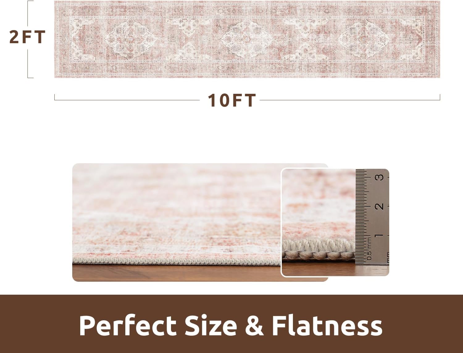 AMOAMI-2X10 Runner Rug-Washable Runners for Hallways-Soft Non Slip Bedside Rugs for Bedroom-Vintage