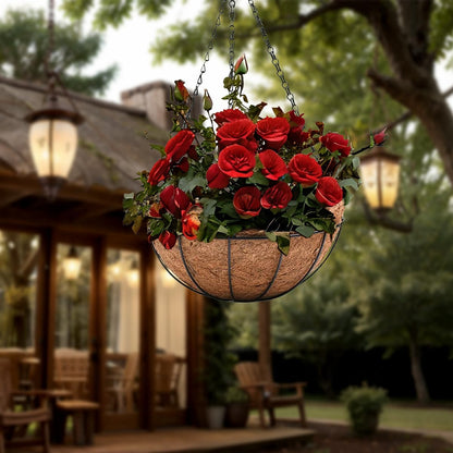 4 Pack 10 inch Metal Hanging Planters Basket with Coco Coir Liner Outdoor-Hanging Baskets for