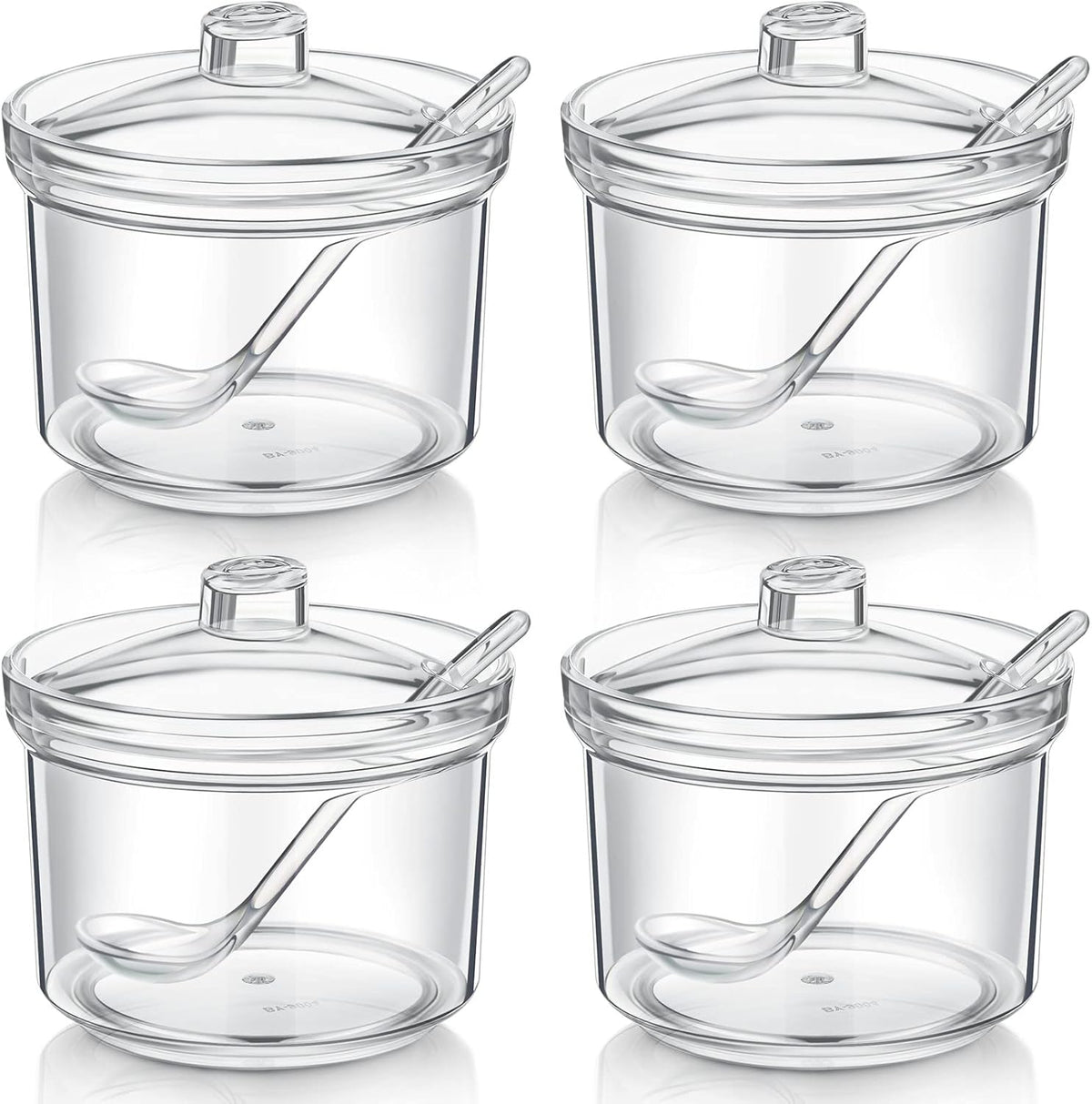 Patelai 4 Pieces Sugar Bowl Acrylic Clear Sugar Bowl with Lid and Salt Spoon Storage Jar with