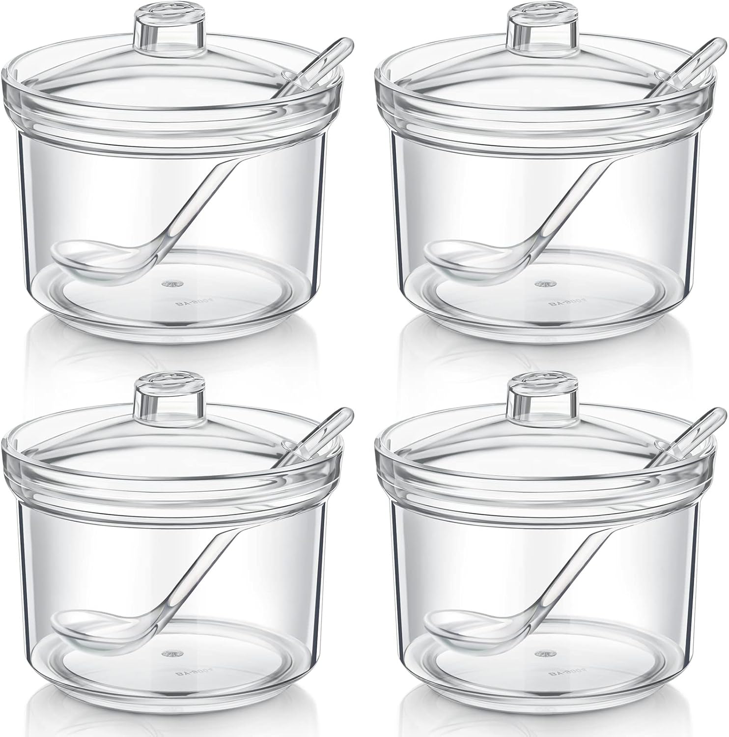 Patelai 4 Pieces Sugar Bowl Acrylic Clear Sugar Bowl with Lid and Salt Spoon Storage Jar with