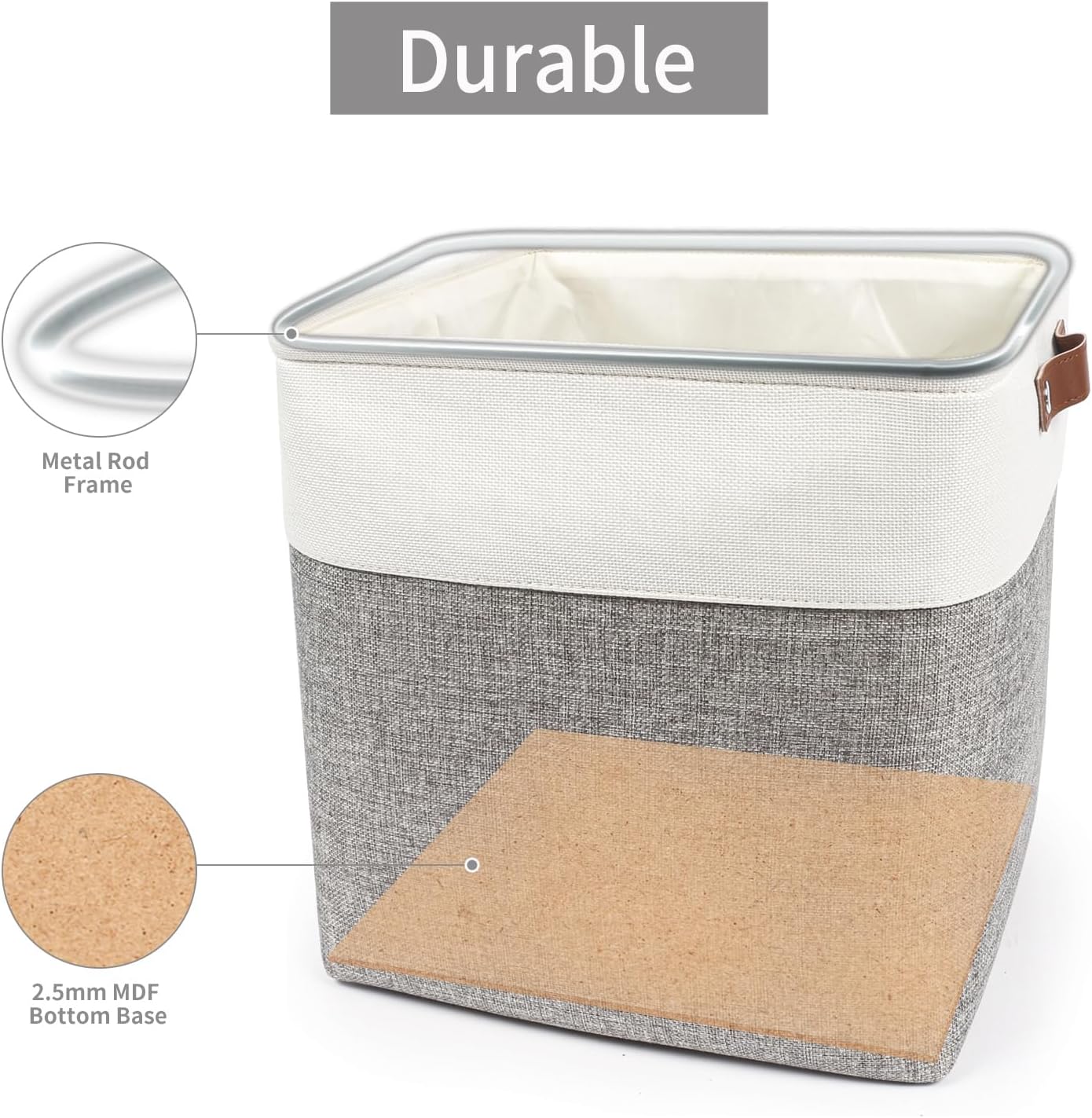 13x13 Cube Storage Bins, Collapsible Fabric Storage Box, 4 Pack Closet Baskets with Handles for