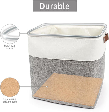 13x13 Cube Storage Bins, Collapsible Fabric Storage Box, 4 Pack Closet Baskets with Handles for