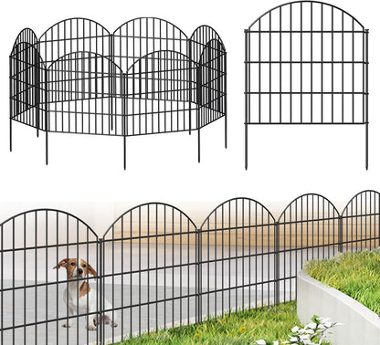 Metal Garden Fence 28in (H) x 18.7ft (L), 8 Panels + 9 Stakes Dog Fence Border Fence Animal