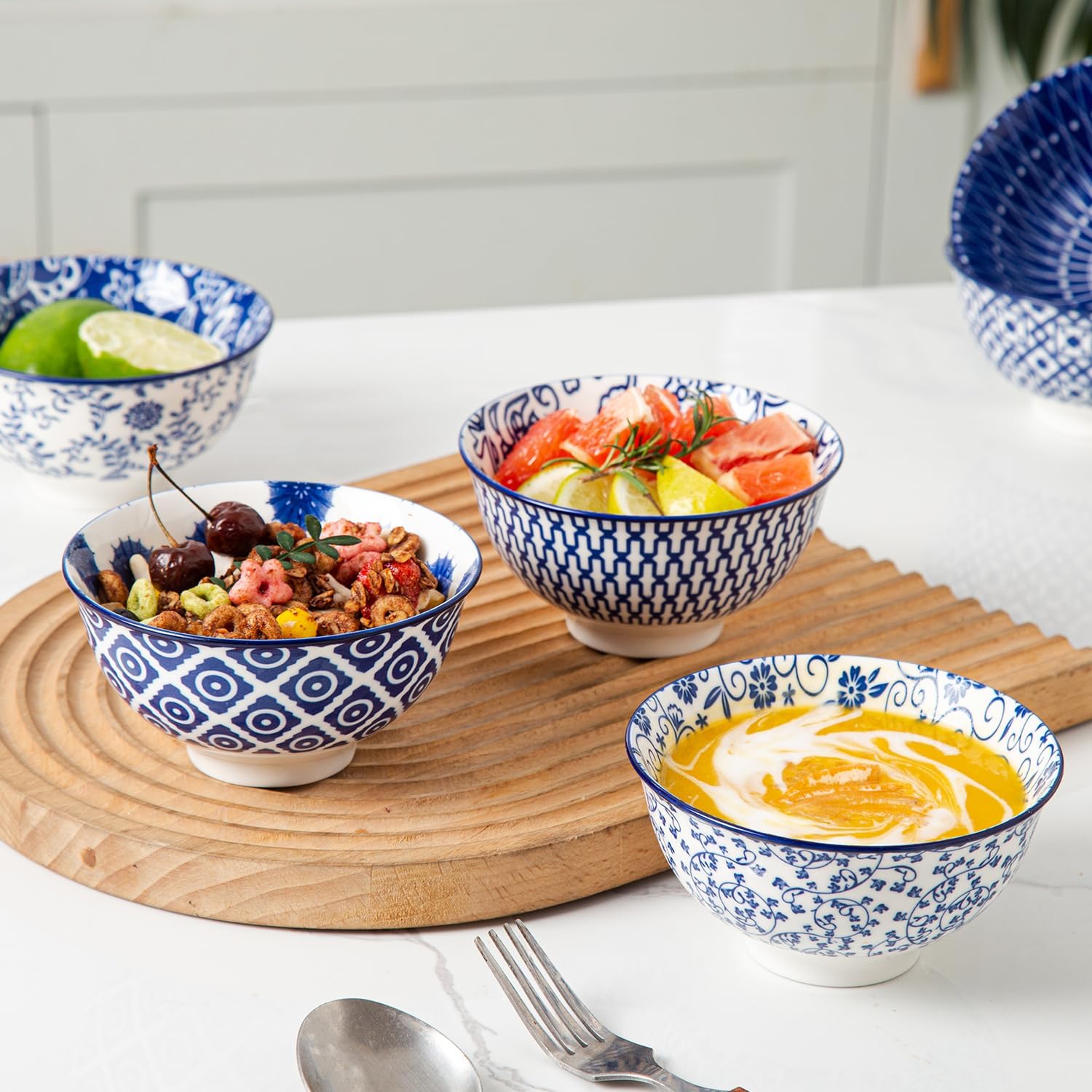 Ceramic Dessert Bowls Set - 12 Oz Small Cereal Bowls 4.75 Inch Ice Cream Bowl for Fruit, Snack