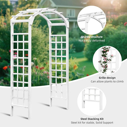 Solid Fir Wooden Garden Arch Premium Outdoor Trellis for Climbing Plants, 84.5”H×49.37”W×23.5’’D