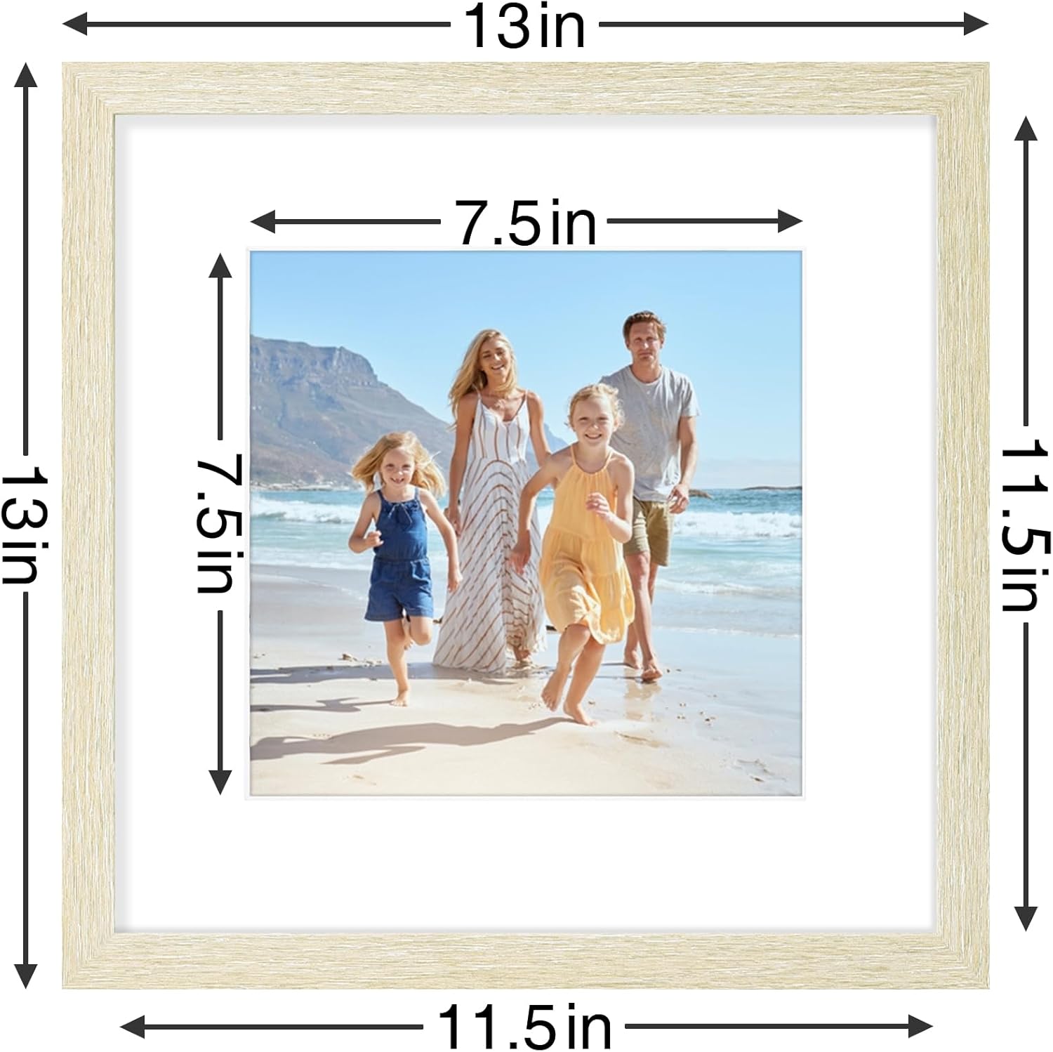 Vittanly 12x12 Picture Frames Set of 9, Shatter Resistant Plexiglass, Display 8x8 Pictures with Mat